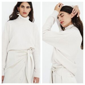 Nanushka Monday Turtleneck Sweater Slouchy Oversized Merino Angora Beige S